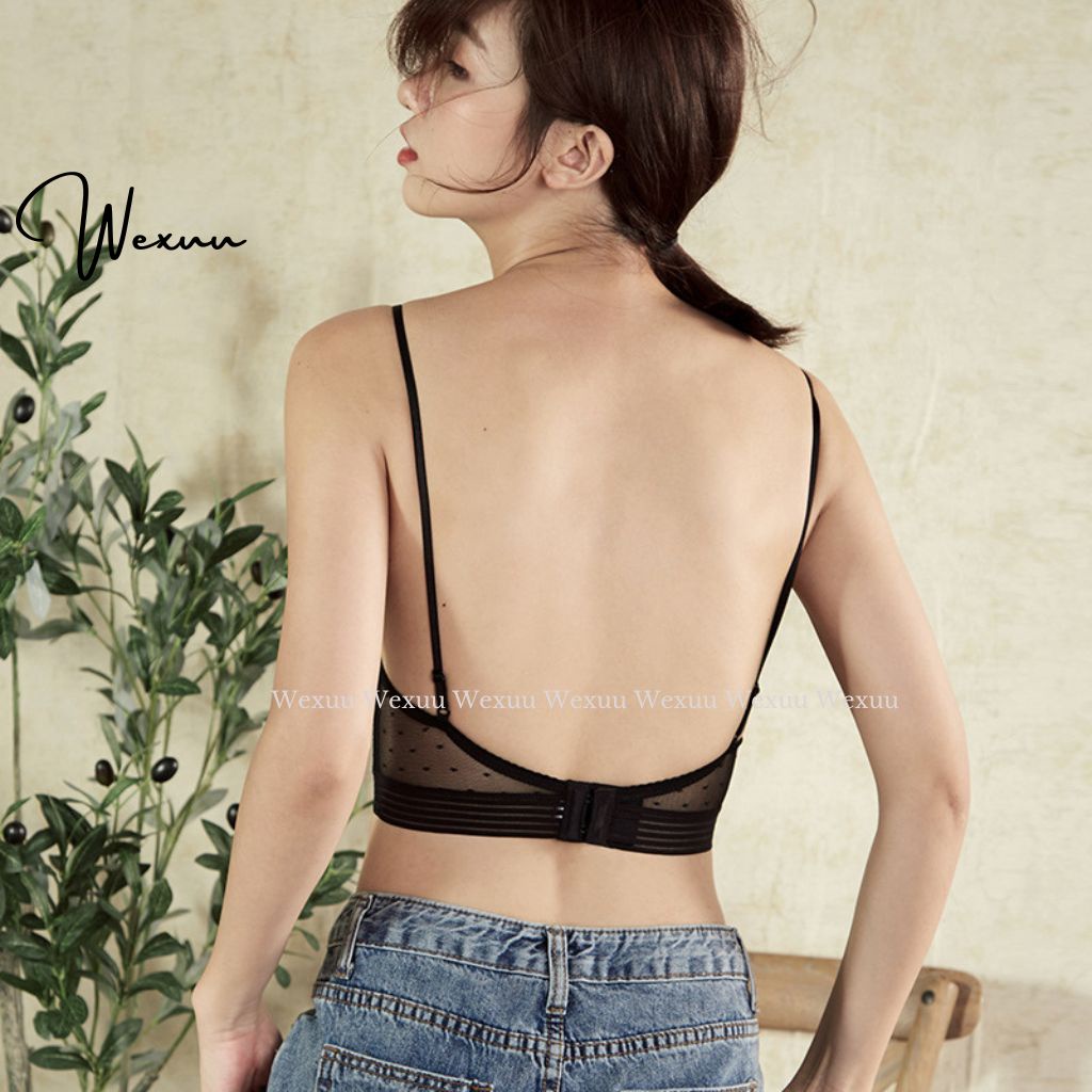 Áo bra nữ chữ U hở lưng 2 dây Wexuu Design thiết kế mút mỏng không gọng phối ren quyến rũ - AV16