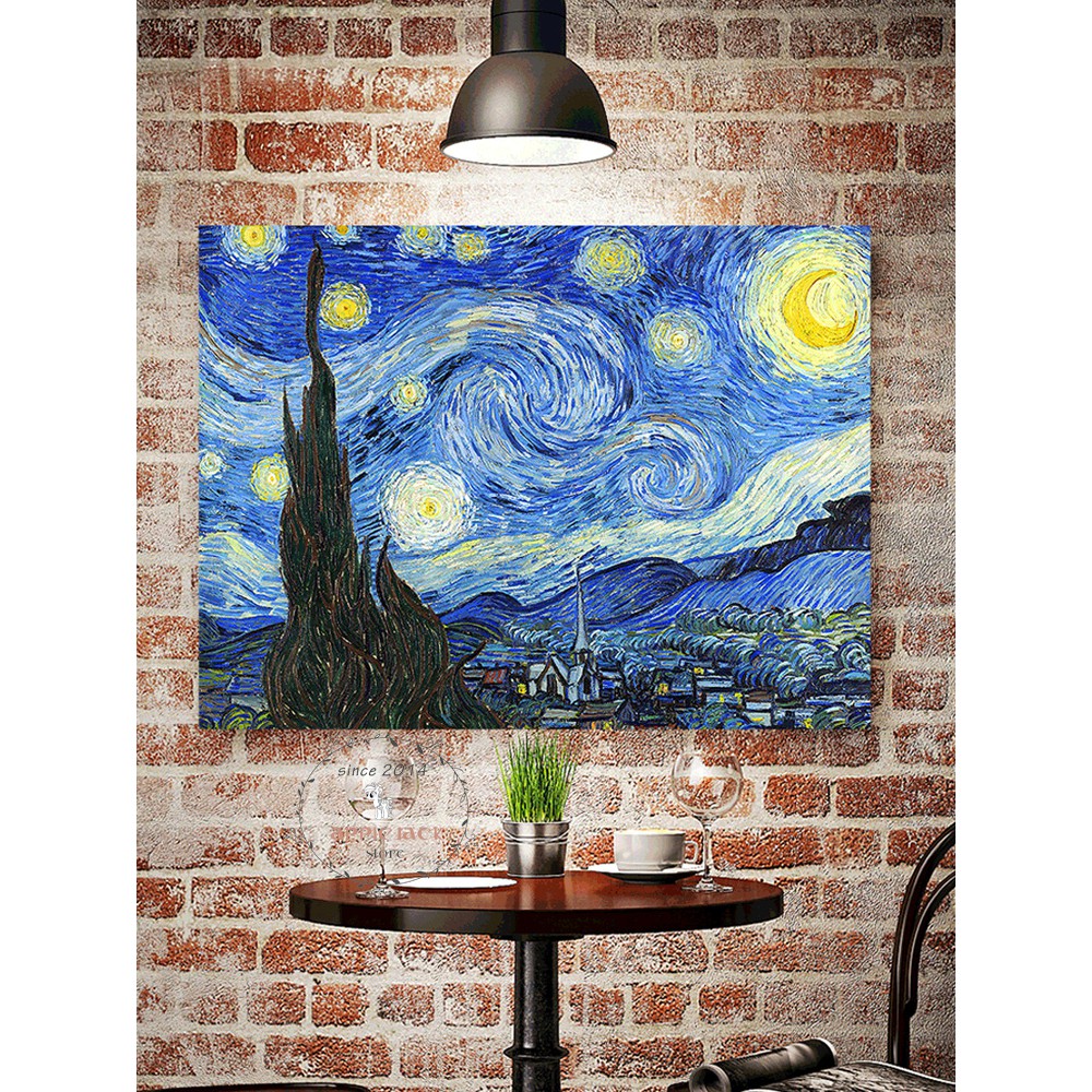 [ĐẸP - SẴN] Vải treo tường Decor phòng hot nhất - tranh phong cảnh Van Gogh (TẶNG kèm 01 bộ móc treo 10k)