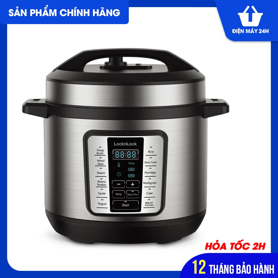 Nồi áp suất điện tử 6 Lít Lock&amp;Lock EJP666SLV dung tích 6L, 1000W - Hàng chính hãng