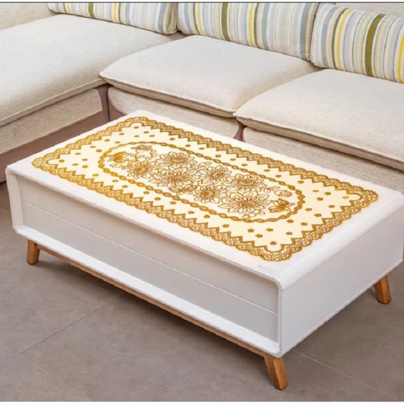Khăn trải bàn viền vàng hoạ tiết dập nổi 3D (60x120cm)