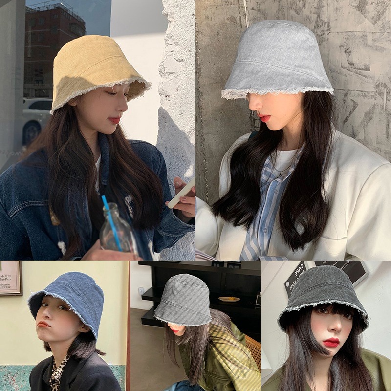 Mũ Denim Chống Nắng Che Mặt Dễ Phối Đồ Phong Cách Hàn Quốc