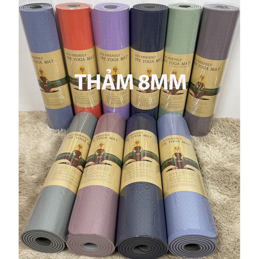 THẢM TẬP YOGA TPE CAO CẤP 2 LỚP 6MM, 8MM DỄ DÀNG VỆ SINH