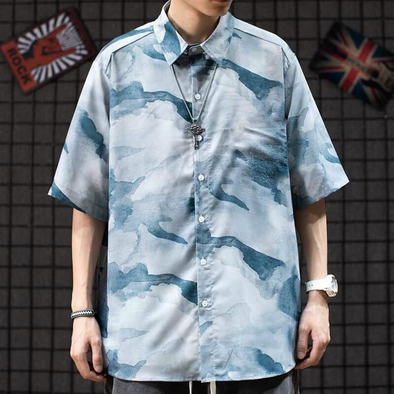 Áo sơ mi nam ngắn tay hot frend vải lụa cao cấp độc đáo bao đẹp phong cách | BigBuy360 - bigbuy360.vn