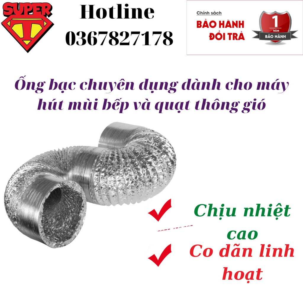 Ống bạc chuyên dụng cho máy hút mùi.quạt thông gió