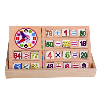 Đồ chơi hộp toán học 100 que tính kèm đồng hồ gỗ thông minh phát triển trí tuệ cho bé - Bộ que tính đồng hồ