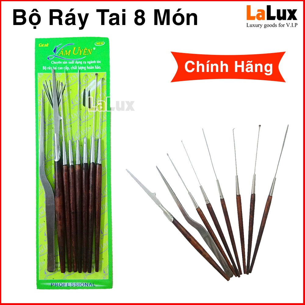 Bộ Lấy Ráy Tai Lâm Uyên 8 Món - Dụng Cụ Lấy Ráy Tai INOX - Hàng Việt Nam Chất Lượng Cao LU8