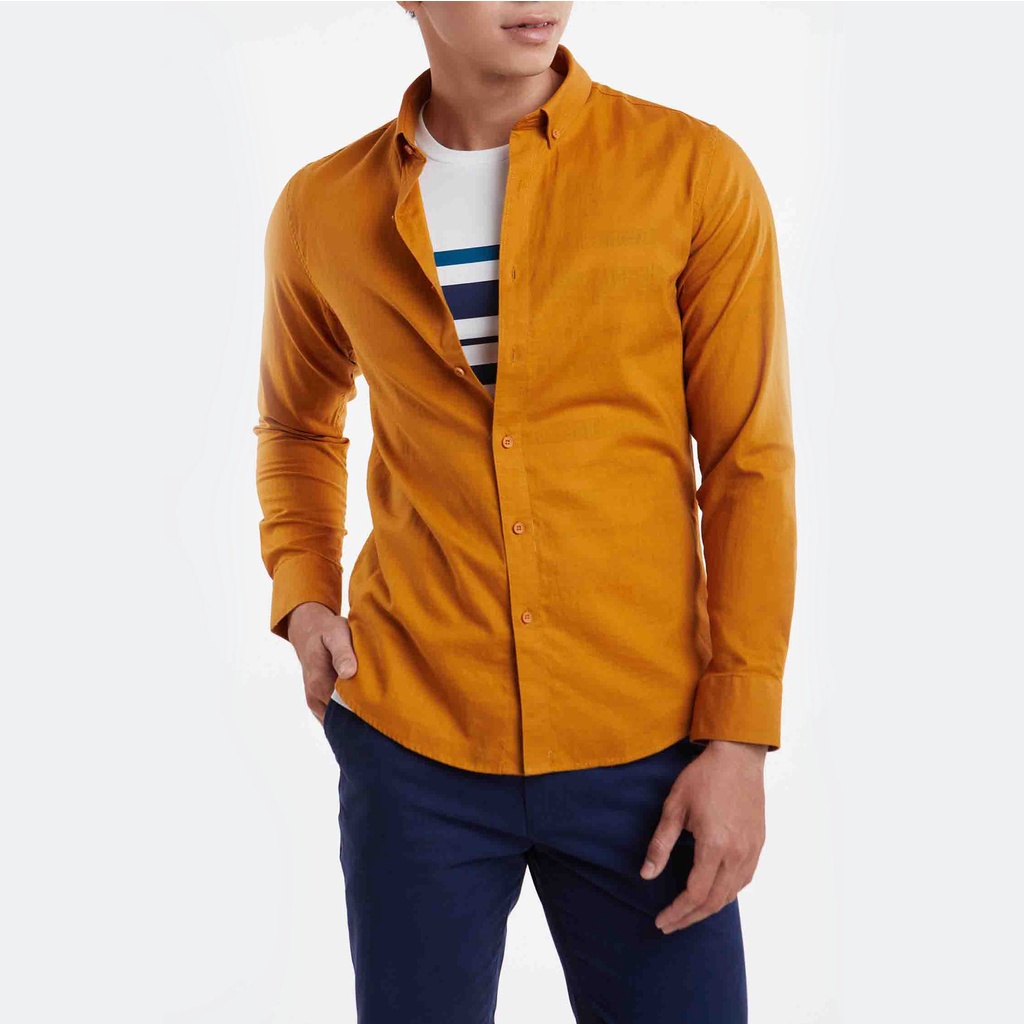 Ninomaxx Áo sơ mi Linen Basic nam tay dài 1912097