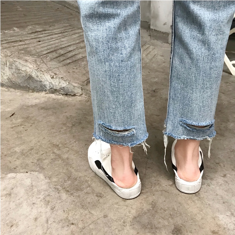 Quần Jeans Trơn Lưng Cao Dáng Ôm Thời Trang Mùa Hè Phong Cách Hàn Quốc Cho Nữ