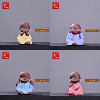 Bộ tượng tứ không 4 chú tiểu gốm tử sa