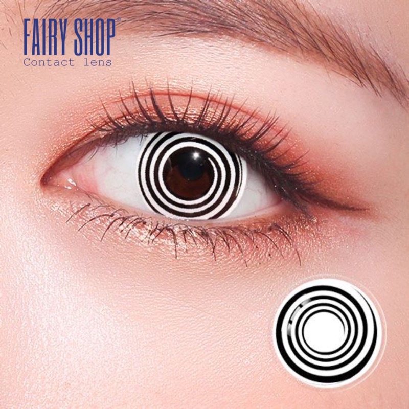 kính áp tròng hoá trang Black Spiral lốc xoáy 14.0 - Kính Áp Tròng FAIRY SHOP CONTACT LENS