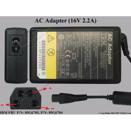 CHÍNH HÃNG QUA SỬ DỤNG Adapter nguồn IBM Thinkpad 85G6705 16V 2.2A  4 LỖ  2 CHÂN KÈM dây nguồn