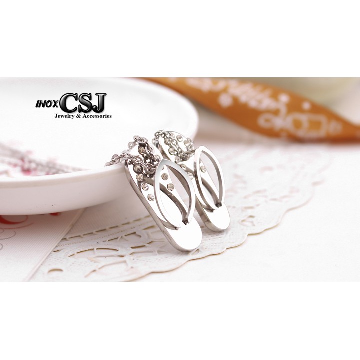 DÂY CHUYỀN ĐÔI INOX, VÒNG CỔ CẶP HÌNH ĐÔI DÉP MC211 SIÊU CUTE