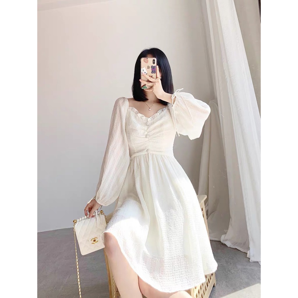 Váy tiểu thư ulzzang khuy ngọc cao cấp - V13 – Blue Girl-[Mã SKAMCLU10 giảm 7% tối đa 20K CÓ FEEDBACK] | BigBuy360 - bigbuy360.vn