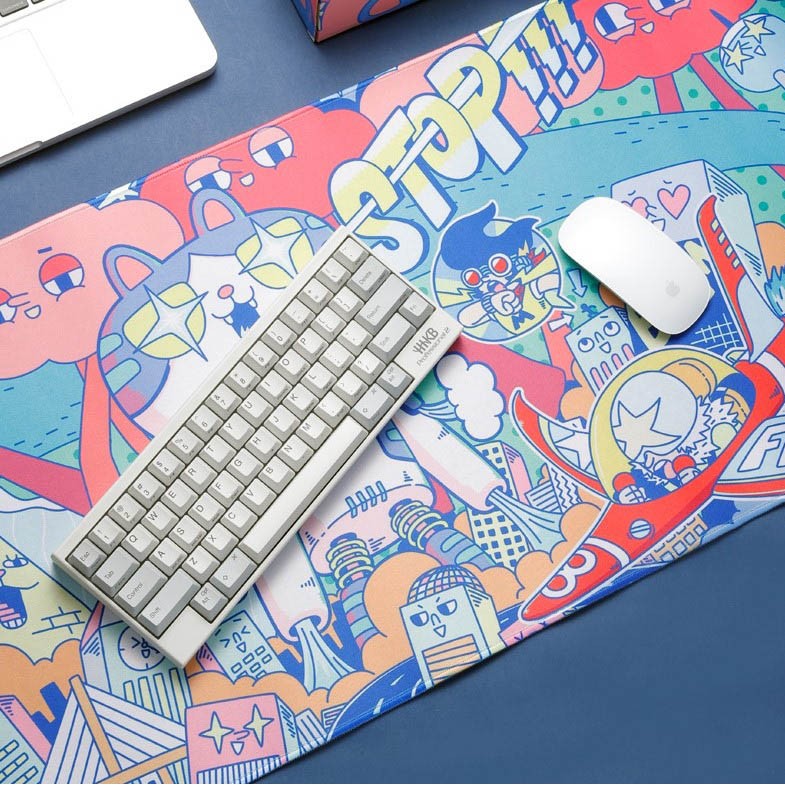 Tấm lót bàn phím, trải bàn chơi game size lớn 80x40 , loại dày 3mm, hình graffiti