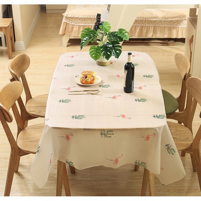 Tấm vải nhựa PVC chống thấm khăn trải bàn ăn caro chống thấm nước - màu trang nhã