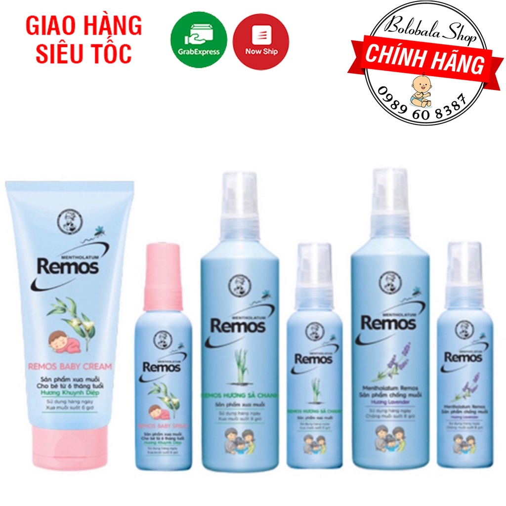 Xịt Kem chống muỗi Remos các loại cho bé và người lớn 60ml 150ml 70g