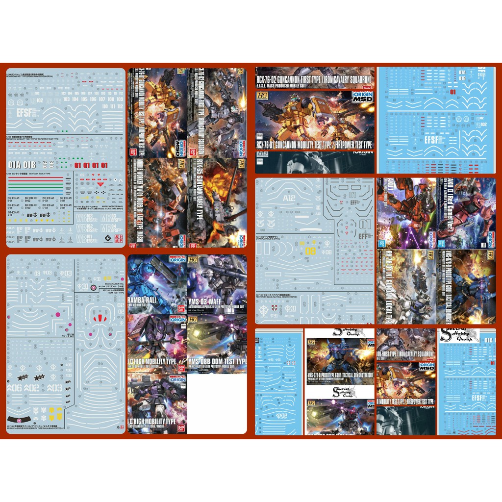 Decal nước dán mô hình HG GTO Origin các loại Guncannon Gouf Dom Guntank Zaku Black three star Char - Water sticker