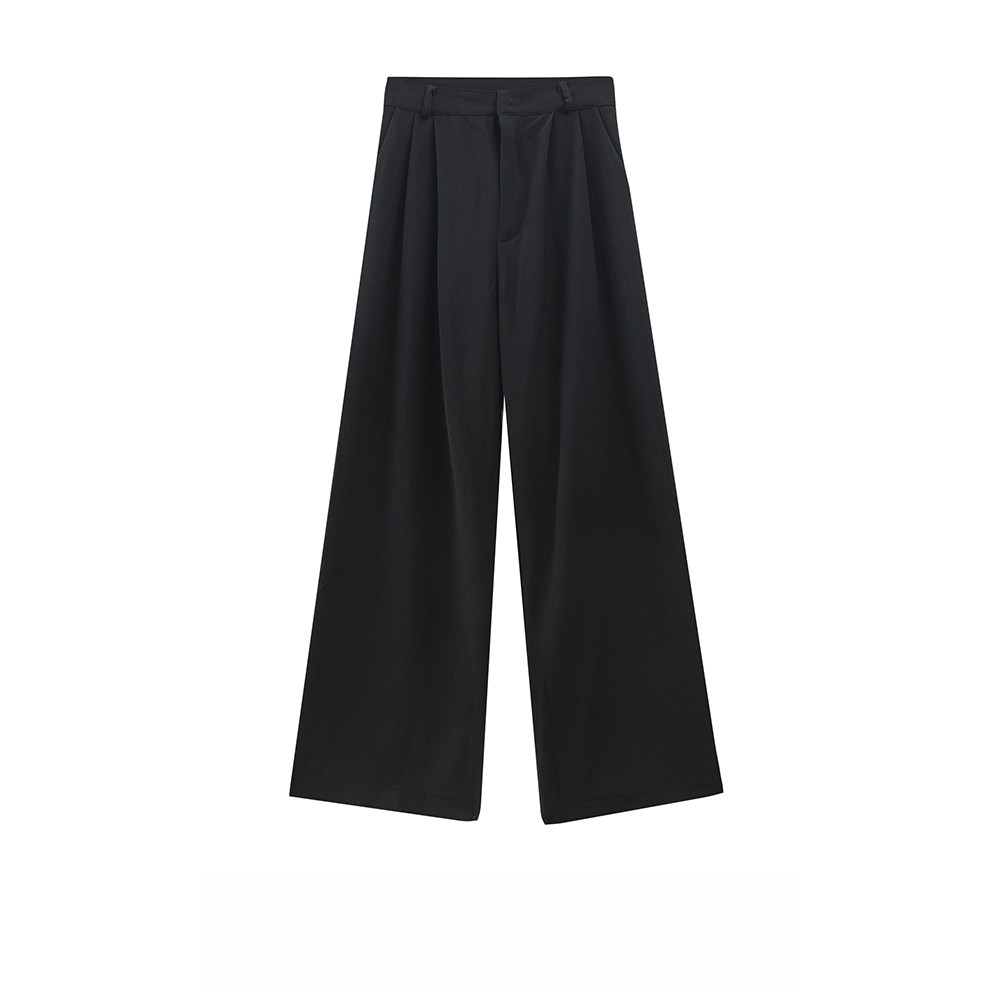 NUZIRO  Quần Dài Lưng Cao Ống Rộng Phong Cách Hàn Quốc