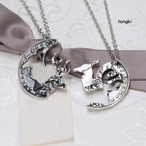 Bộ 2 dây chuyền thiết kế mặt hình chú hươu / lạc đà phong cách cổ điển cho cặp đôi