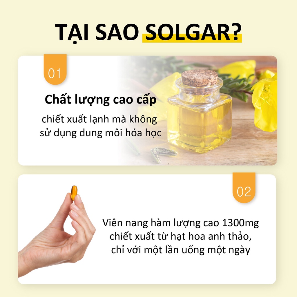 Viên Uống Evening Primrose Oil Solgar Tinh Dầu Hoa Anh Thảo Cân Bằng Nội Tiết Tố