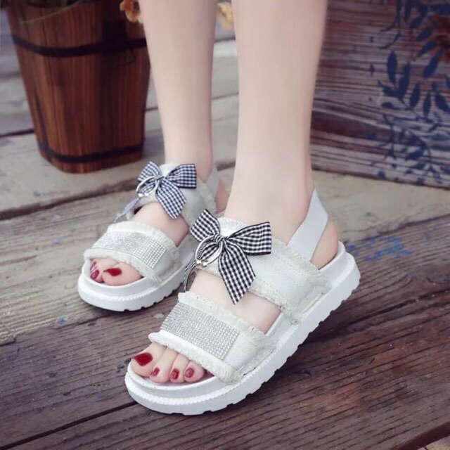 Dép sandal đế bánh mỳ quai thắt lơ cực hot