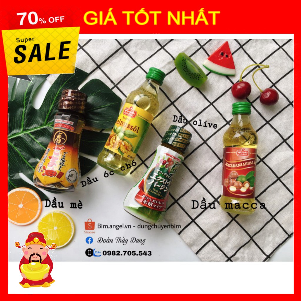 [ GIÁ TỐT NHẤT ]  Dầu mè, olive, óc chó, macca cho bé ăn dặm 70g/100g date T7/2021 [ HÀNG CHÍNH HÃNG ]