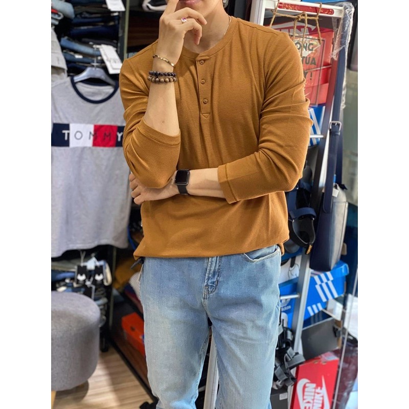 Áo thun nam dài tay henley