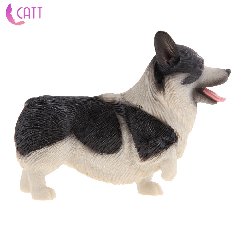 Mô Hình Chú Chó Corgi Màu Đen Bằng Nhựa Resin Sinh Động Trang Trí Nhà Cửa [Dadada1]