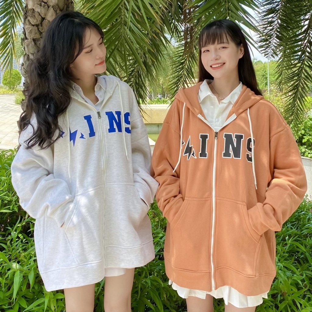 Áo Khoác Hoodie Zip IN Chất Liệu Nỉ Lót Bông Dày Dặn Form Rộng Ulzzang Unisex