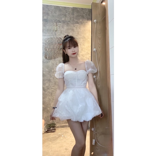 D3 Đầm ren phối cup dáng xoè công chúa siêu sang