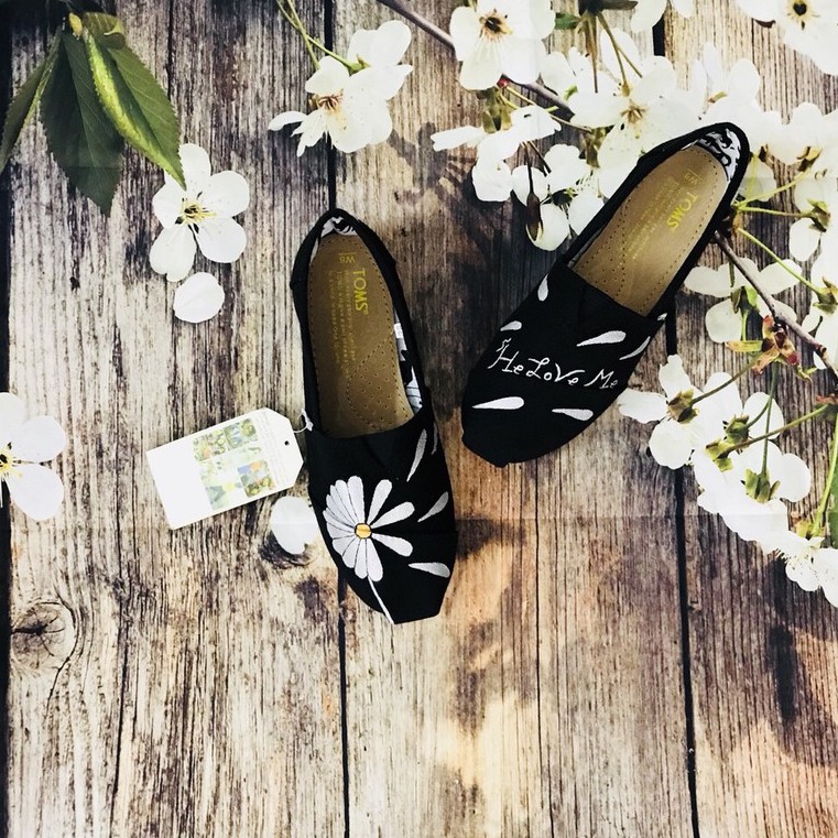 Giày toms bông hoa FLOWERS 2020 ĐEN, BLACK | BigBuy360 - bigbuy360.vn