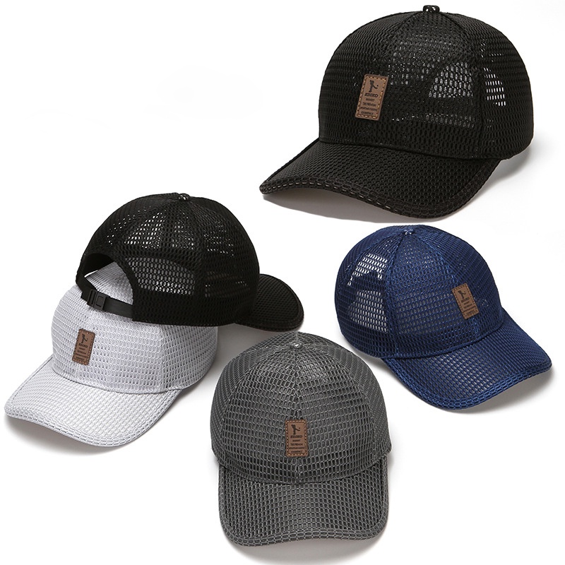Korean Style Men Full Mesh Thin Quick-drying Breathable Middle-aged Baseball Cap