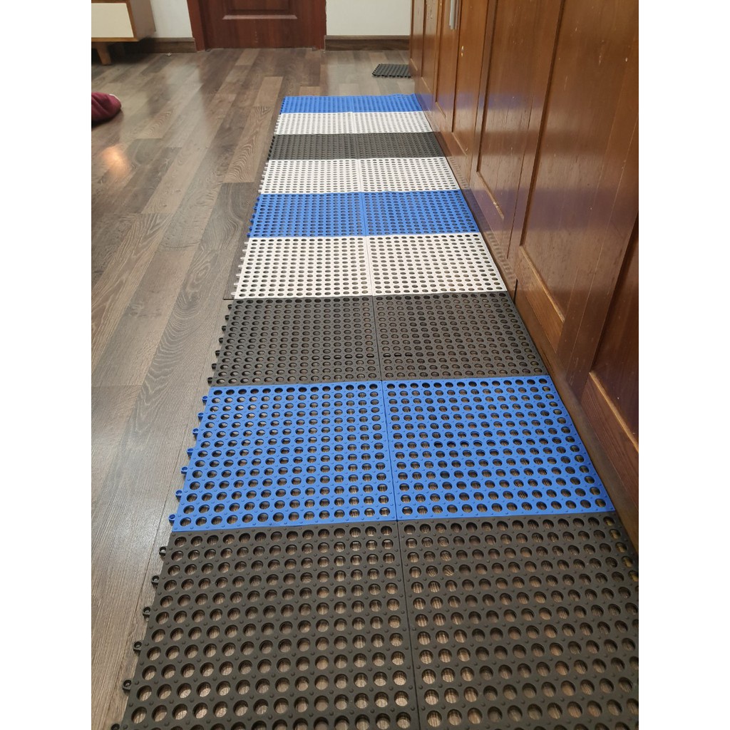 COMBO 11 Tấm lót sàn / thảm nhựa lỗ lót sàn, chống trơn trượt / kháng khuẩn cho sàn nhà tắm / nhà bếp. Lắp ghép dễ dàng
