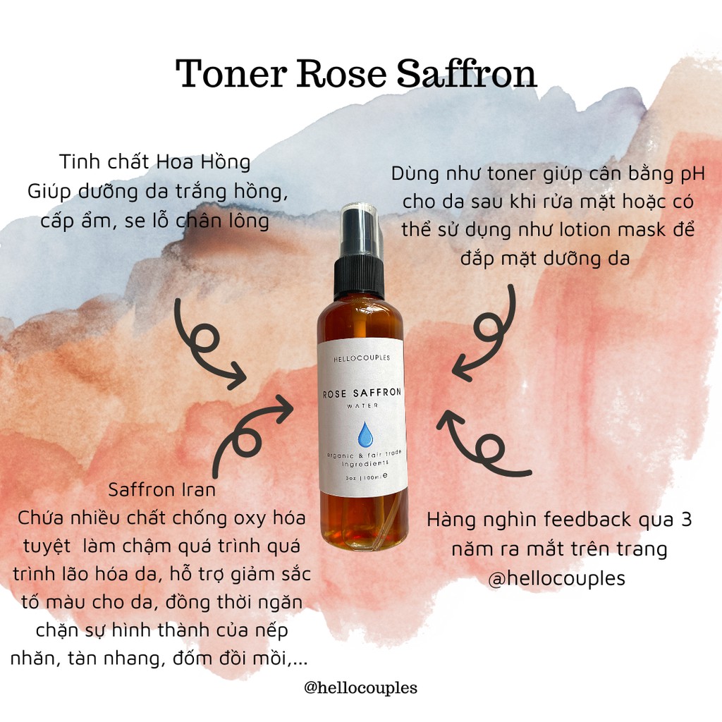 ( TOP SẢN PHẨM SÁNG DA NGỪA LÃO HOÁ ) NƯỚC HOA HỒNG SAFFRON Handmade | BigBuy360 - bigbuy360.vn