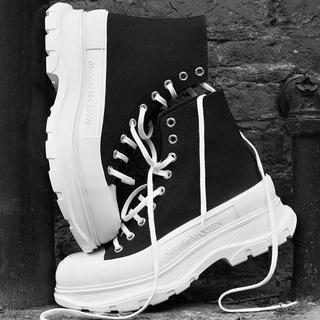 Giày sneaker mcqueen độn đế cổ cao dây lụa cao cấp full box full bill