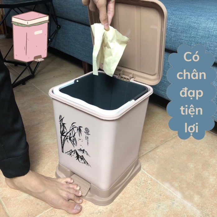 Thùng Đựng Rác Văn Phòng Tiện Lợi Có Nắp Đậy Phong Cách Nhật Bản
