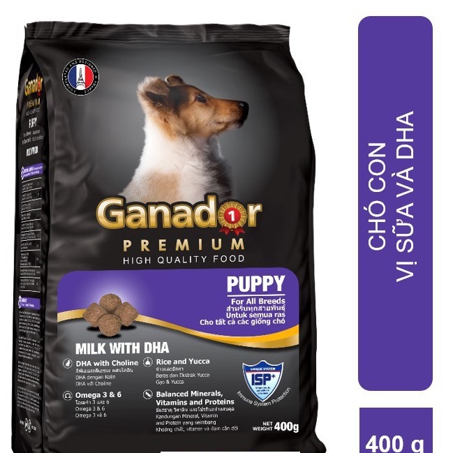 Thức ăn cho chó con Ganador vị Sữa và DHA - Ganador Puppy milk with DHA Túi 400g - Nàng Meow