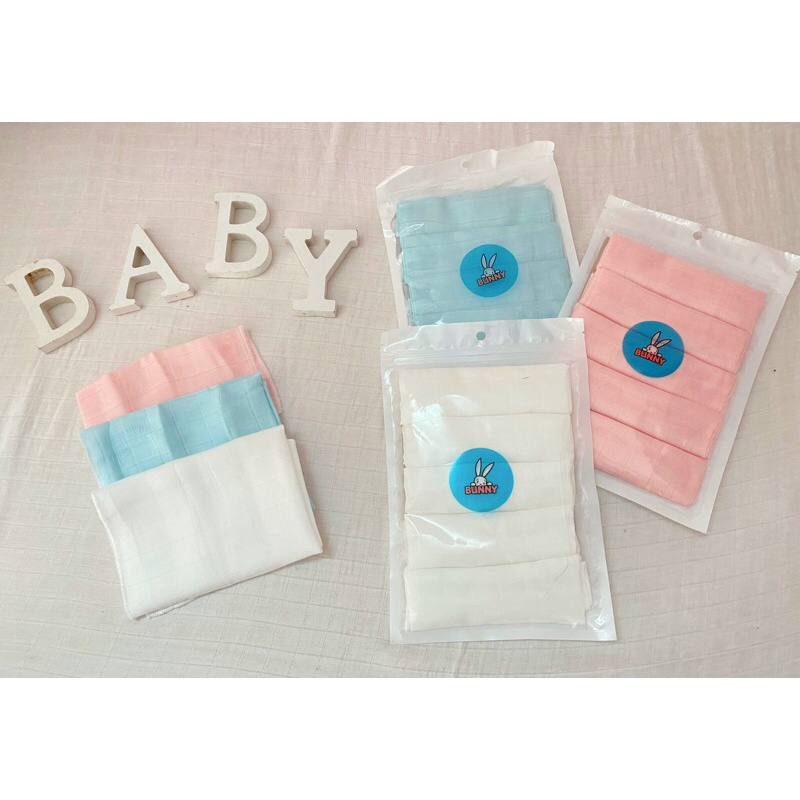 Khăn 30x30 Muslin 2 lớp bunny set 5