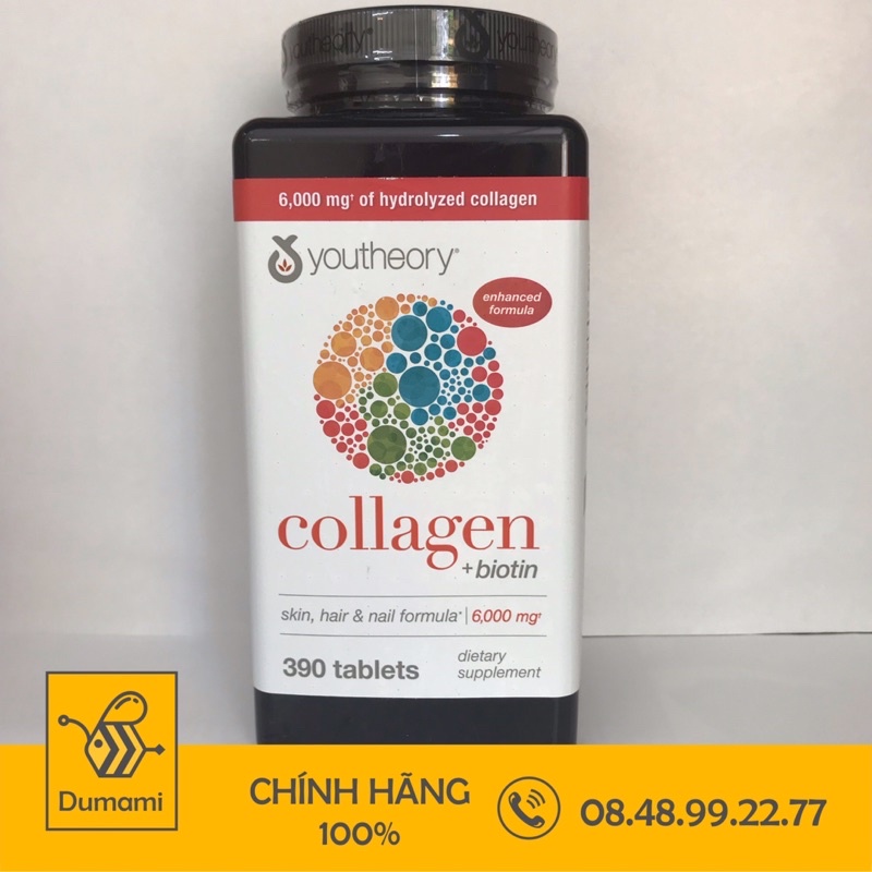 [Ship nhanh+Date xa] 390v Viên uống đẹp da COLLAGEN YOUTHEORY - Mỹ