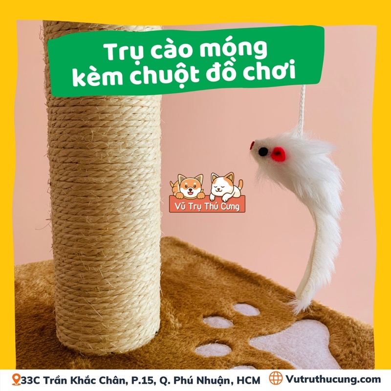 Nhà cây cho Mèo kèm trụ cào móng| CATREE cho mèo kèm đệm ngủ và cào móng, Đồ cào móng cho mèo