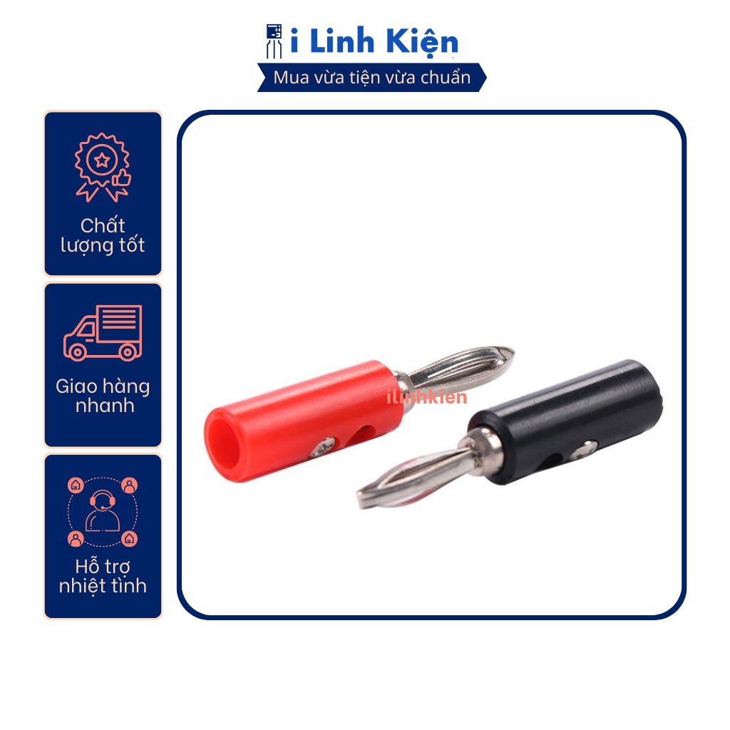 Đôi jack bắp chuối đực 4mm loại thường mạ bạc