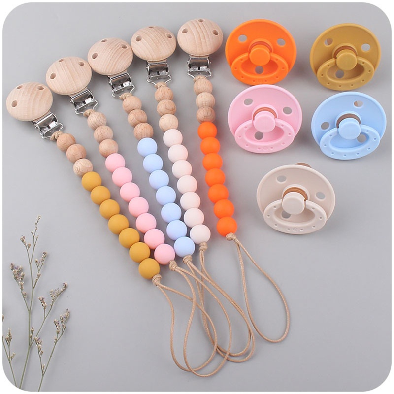 Núm Ti Giả Bằng Silicone Không BPA Có Chuỗi Kẹp Tiện Lợi Dành Cho Trẻ Sơ Sinh