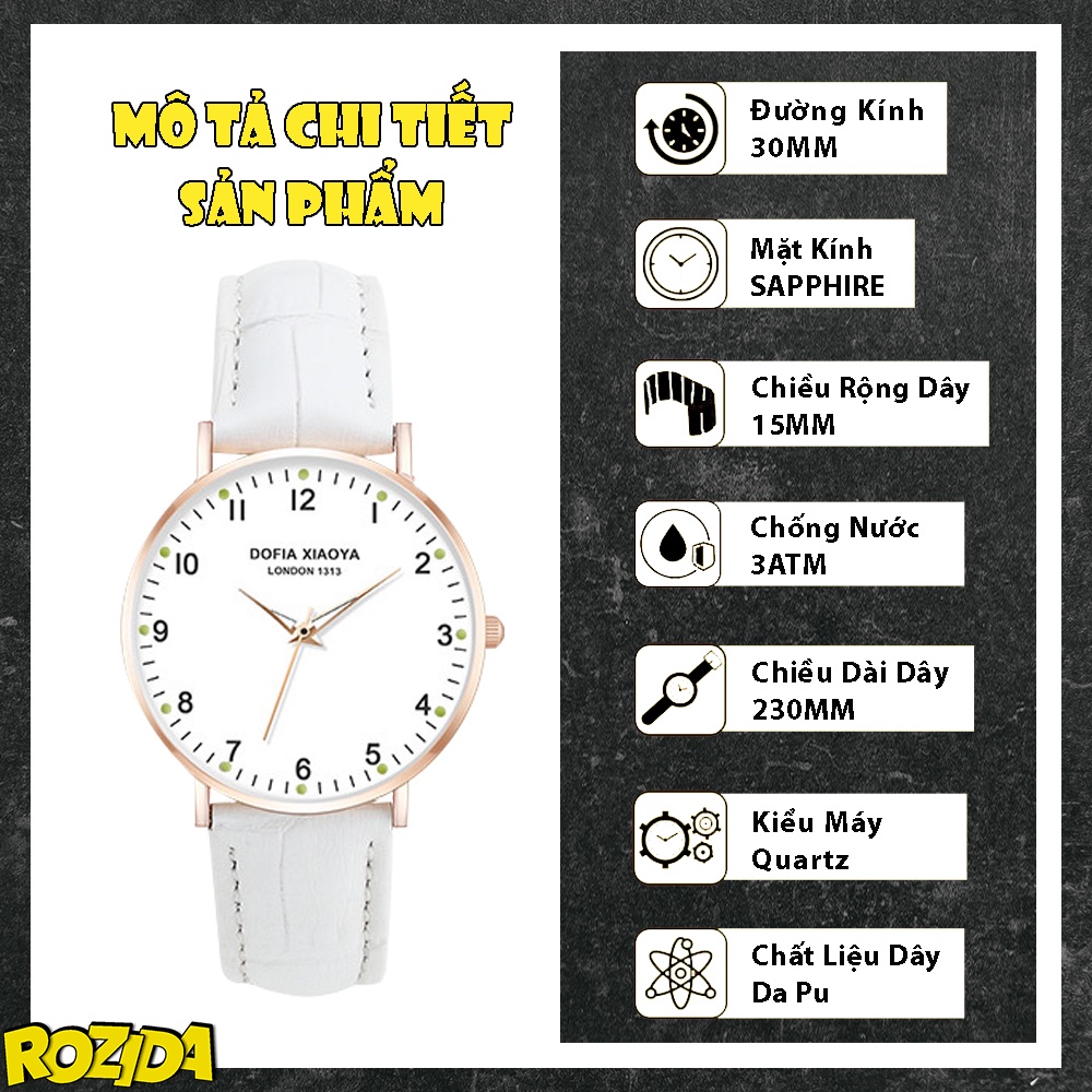 Đồng hồ nữ chính hãng dây da đẹp cao cấp giá rẻ mặt tròn nhỏ chống nước thời trang Hàn Quốc W02