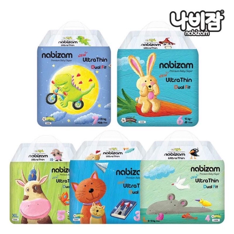 COMBO 1 THÙNG 4 bịch bỉm dán/quần NABIZAM cao cấp Hàn Quốc S44/M40/L36/XL32/M32/L30/XL26/XXL22/XXXL20
