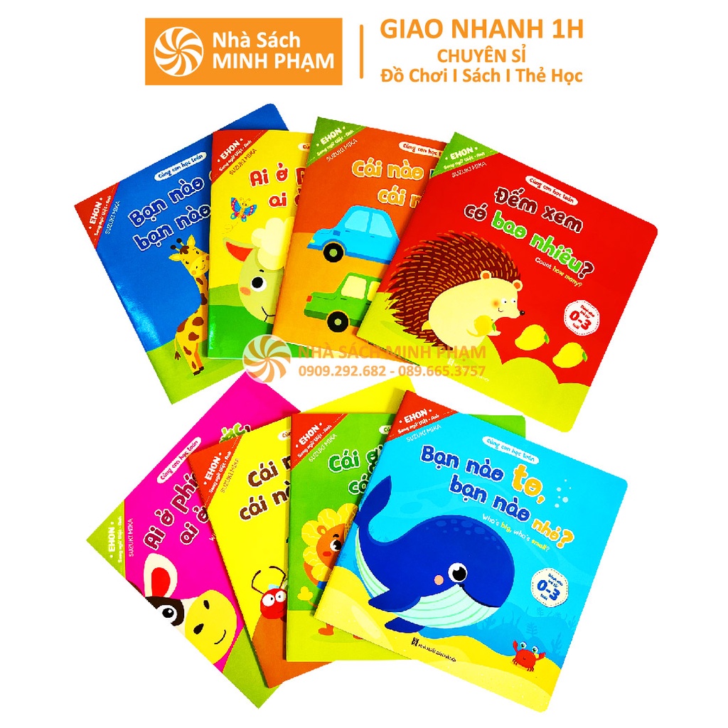 Sách - Bộ 8c Ehon Toán Học Đầu Đời Cho Bé 0-3 Tuổi: Cùng Con Học Toán - Song Ngữ Việt Anh