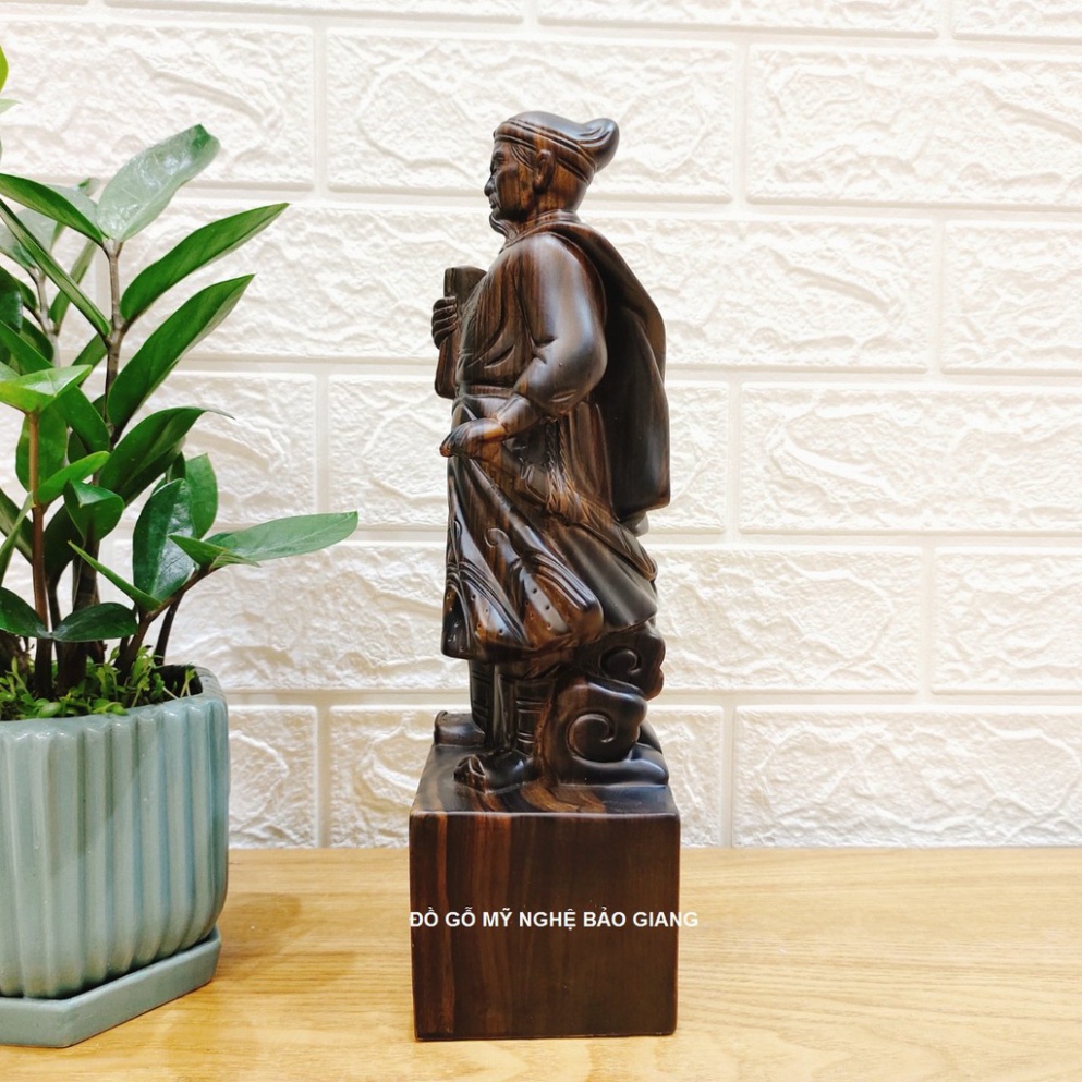 Tượng hưng đạo vương Trần Quốc Tuấn Trần Hưng Đạo gỗ mun hoa cao 30 cm