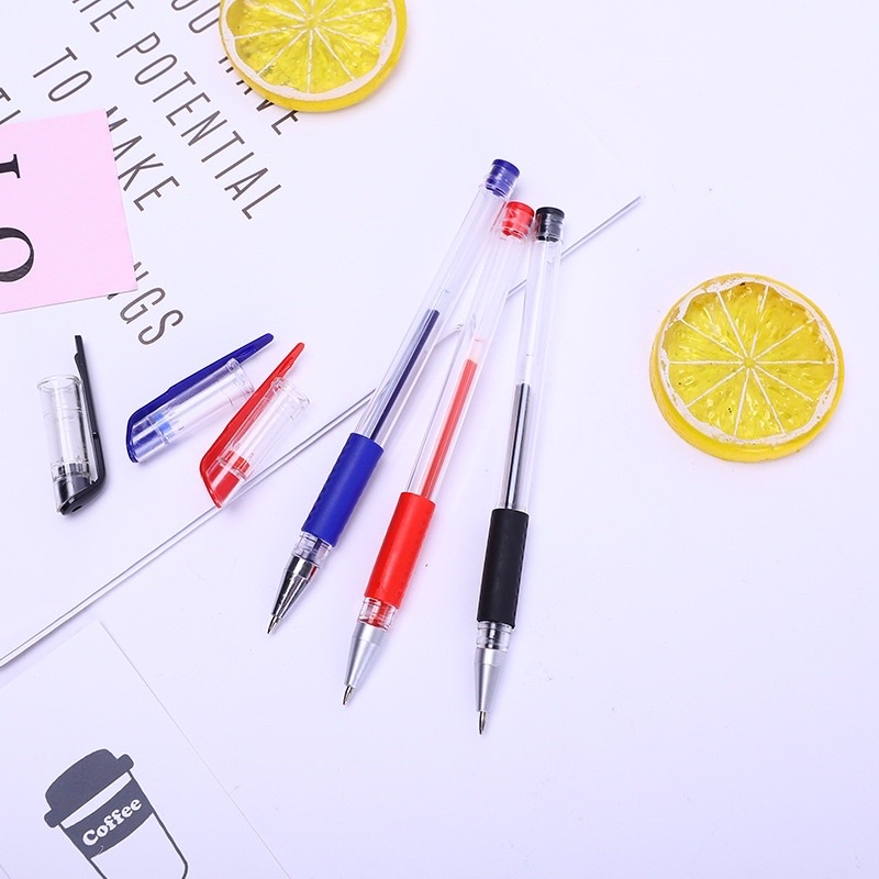 Bút Bi Nước Ngòi 0.5mm Viết Êm Tay Mực Xanh, Đỏ, Đen