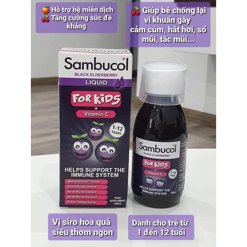 Siro tăng đề kháng Sambucol Black Elderberry Liquid For Kids Anh 120ml