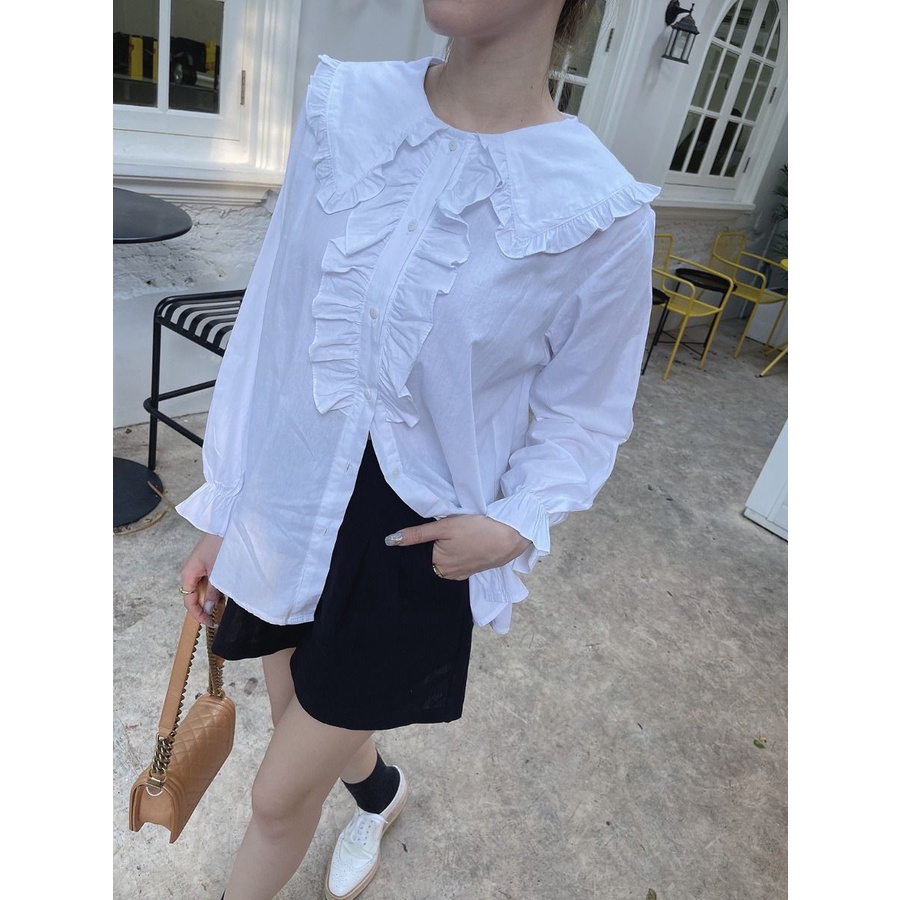 𝗟𝗨𝗖𝗜𝗔 𝗢𝗩𝗘𝗥𝗦𝗜𝗭𝗘 𝗯𝗹𝗼𝘂𝘀𝗲 - Áo sơ mi trắng cổ bèo