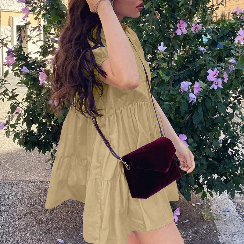 CELMIA Đầm Nữ Ngắn Tay Cổ Tròn Xếp Ly Thời Trang | BigBuy360 - bigbuy360.vn